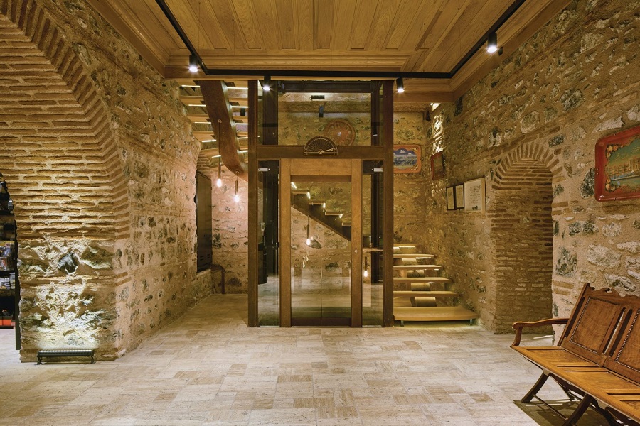 Modern elevator in the historic Czerny building, in Galatas Instabul